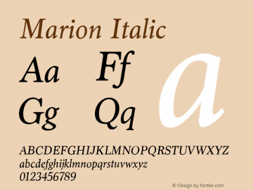 Marion Italic 8.0d2e1 Font Sample