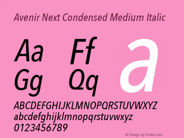 Avenir Next Condensed Medium Italic 8.0d2e1图片样张