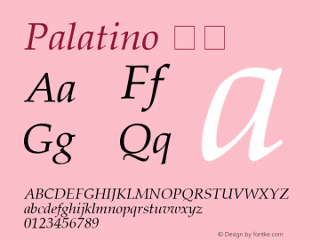 Palatino 斜体 7.0d4e6 Font Sample