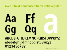 Avenir Next Condensed Demi Bold Regular 8.0d2e1图片样张