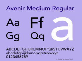 Avenir Medium Regular 8.0d3e1 Font Sample