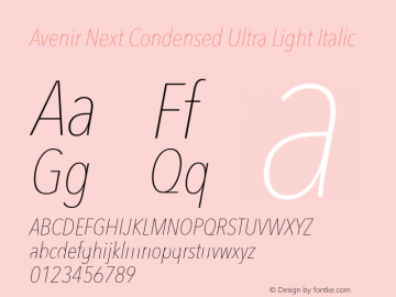 Avenir Next Condensed Ultra Light Italic 8.0d2e1图片样张