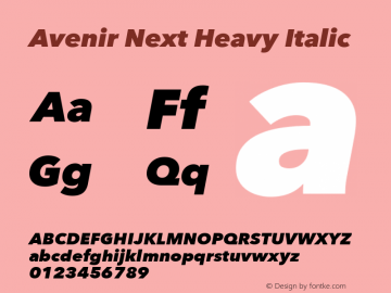 Avenir Next Heavy Italic 8.0d2e1 Font Sample