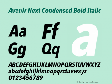 Avenir Next Condensed Bold Italic 8.0d2e1图片样张