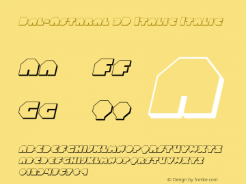 Bal-Astaral 3D Italic Italic Version 3.0; 2016 Font Sample