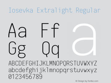 Iosevka Extralight Regular 1.6.3; ttfautohint (v1.4.1) Font Sample