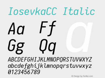 IosevkaCC Italic 1.6.3; ttfautohint (v1.4.1) Font Sample