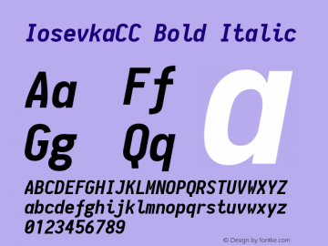 IosevkaCC Bold Italic 1.6.3; ttfautohint (v1.4.1) Font Sample