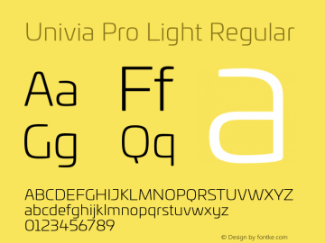 Univia Pro Light Regular Version 1.000 Font Sample