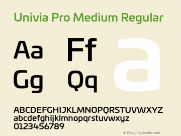 Univia Pro Medium Regular Version 1.000 Font Sample