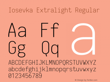 Iosevka Extralight Regular 1.7.0; ttfautohint (v1.4.1) Font Sample