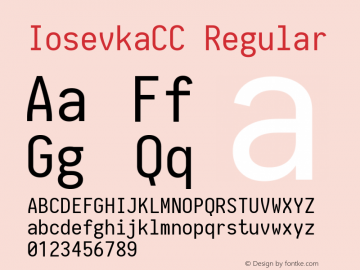 IosevkaCC Regular 1.7.0; ttfautohint (v1.4.1) Font Sample