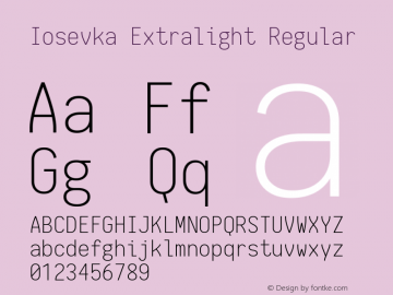Iosevka Extralight Regular 1.7.0; ttfautohint (v1.4.1)图片样张