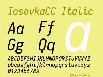 IosevkaCC Italic 1.7.0; ttfautohint (v1.4.1) Font Sample