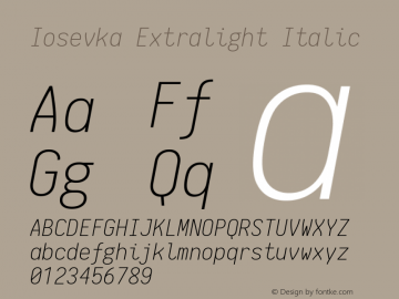 Iosevka Extralight Italic 1.7.1; ttfautohint (v1.4.1)图片样张
