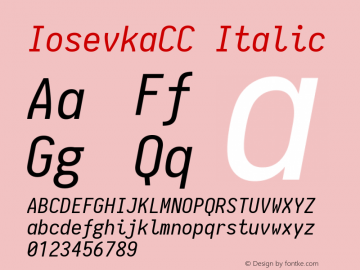 IosevkaCC Italic 1.7.1; ttfautohint (v1.4.1) Font Sample