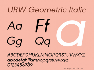 URW Geometric Italic Version 1.00;com.myfonts.easy.urw.geometric.regular-oblique.wfkit2.version.4vQm图片样张