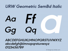 URW Geometric SemBd Italic Version 1.00;com.myfonts.easy.urw.geometric.semi-bold-oblique.wfkit2.version.4vQk图片样张