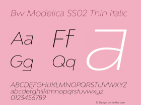 Bw Modelica SS02 Thin Italic Version 1.030;com.myfonts.easy.branding-with-type.bw-modelica.ss02-thin-italic.wfkit2.version.4wih Font Sample