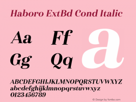 Haboro ExtBd Cond Italic Version 1.000;com.myfonts.easy.insigne.haboro.con-extra-bold-italic.wfkit2.version.4w25 Font Sample