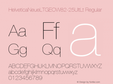 HelveticaNeueLTGEOW82-25UltLt Regular Version 1.00图片样张