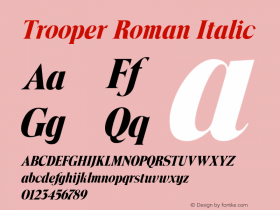 Trooper Roman Italic Version 2.000 Font Sample