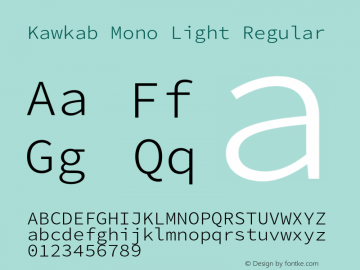 Kawkab Mono Light Regular Version 1.000;PS 000.501;hotconv 1.0.88;makeotf.lib2.5.64775 Font Sample