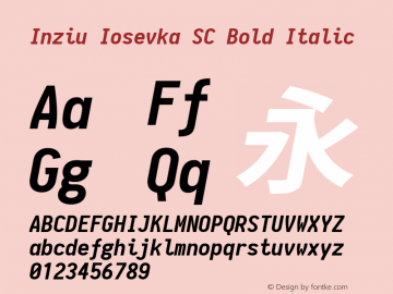 Inziu Iosevka SC Bold Italic Version 1.6.2 Font Sample
