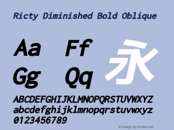 Ricty Diminished Bold Oblique Version 3.2.4 Font Sample