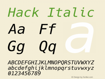 Hack Italic Version 2.019; ttfautohint (v1.4.1) -l 4 -r 80 -G 350 -x 0 -H 145 -D latn -f latn -w G -W -t -X 