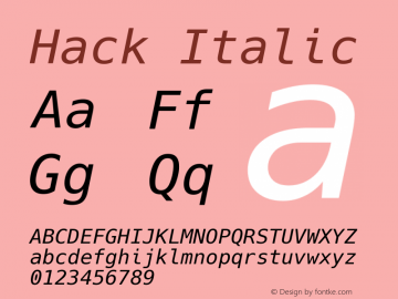 Hack Italic Version 2.019; ttfautohint (v1.4.1) -l 4 -r 80 -G 350 -x 0 -H 145 -D latn -f latn -w G -W -t -X 