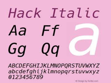 Hack Italic Version 2.019 Font Sample