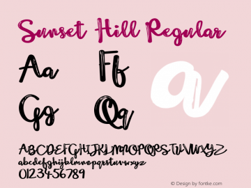 Sunset Hill Regular Version 1.000 Font Sample