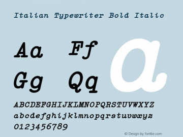 Italian Typewriter Bold Italic Version 1.012图片样张