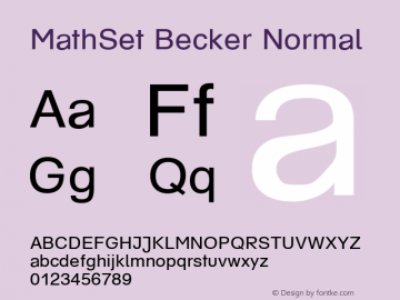 MathSet Becker Normal 1.0 Mon Mar 02 07:33:46 1998 Font Sample