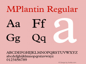 MPlantin Regular Converted from C:\1E\PLA.TF1 by ALLTYPE图片样张