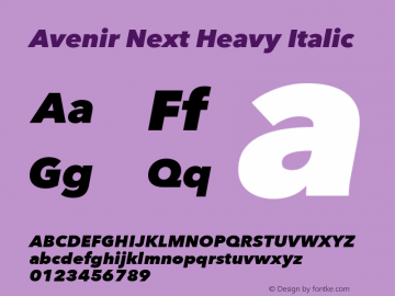 Avenir Next Heavy Italic 8.0d2e1 Font Sample