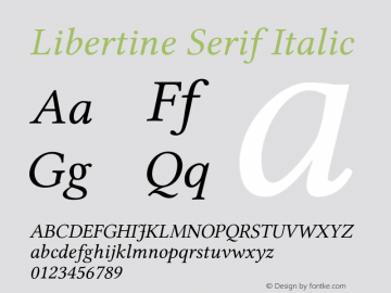 Libertine Serif Italic Version 6.0 Font Sample