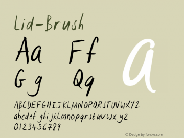 Lid-Brush ☞ Version 1.001;PS 001.001;hotconv 1.0.56;makeotf.lib2.0.21325;com.myfonts.easy.one-fonty-day.lid.brush.wfkit2.version.4wGN Font Sample