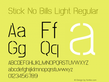 Stick No Bills Light Regular Version 1.199;PS 1.0;hotconv 1.0.86;makeotf.lib2.5.63406图片样张