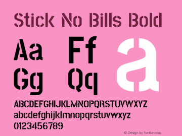 Stick No Bills Bold Version 1.199;PS 1.0;hotconv 1.0.86;makeotf.lib2.5.63406图片样张