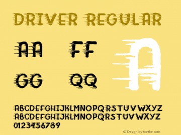 Driver Regular Version 1.000;PS 001.000;hotconv 1.0.70;makeotf.lib2.5.58329 DEVELOPMENT Font Sample