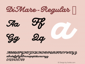 DiMare-Regular ☞ Version 0.000;PS 0.0;hotconv 1.0.72;makeotf.lib2.5.5900 DEVELOPMENT;com.myfonts.easy.ksenia-belobrova.di-mare.regular.wfkit2.version.4wGn Font Sample