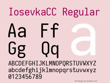 IosevkaCC Regular 1.7.2; ttfautohint (v1.4.1) Font Sample