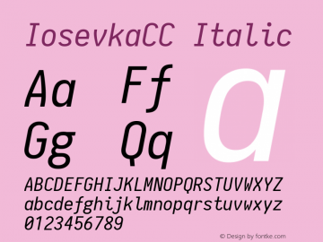 IosevkaCC Italic 1.7.2; ttfautohint (v1.4.1) Font Sample