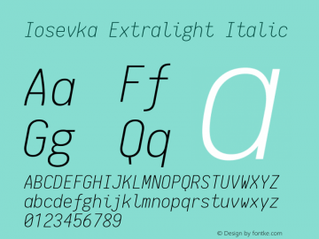 Iosevka Extralight Italic 1.7.2; ttfautohint (v1.4.1)图片样张