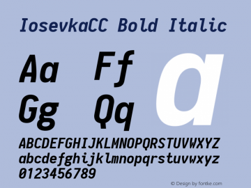 IosevkaCC Bold Italic 1.7.2; ttfautohint (v1.4.1) Font Sample