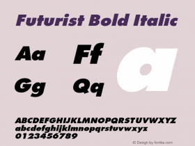 Futurist Bold Italic W.S.I. International Distribution v1.1: 6/6/93图片样张