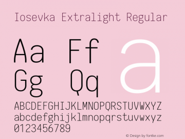 Iosevka Extralight Regular 1.7.3; ttfautohint (v1.4.1)图片样张