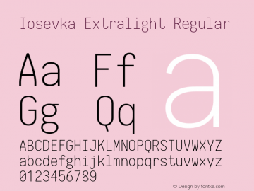 Iosevka Extralight Regular 1.7.3; ttfautohint (v1.4.1) Font Sample